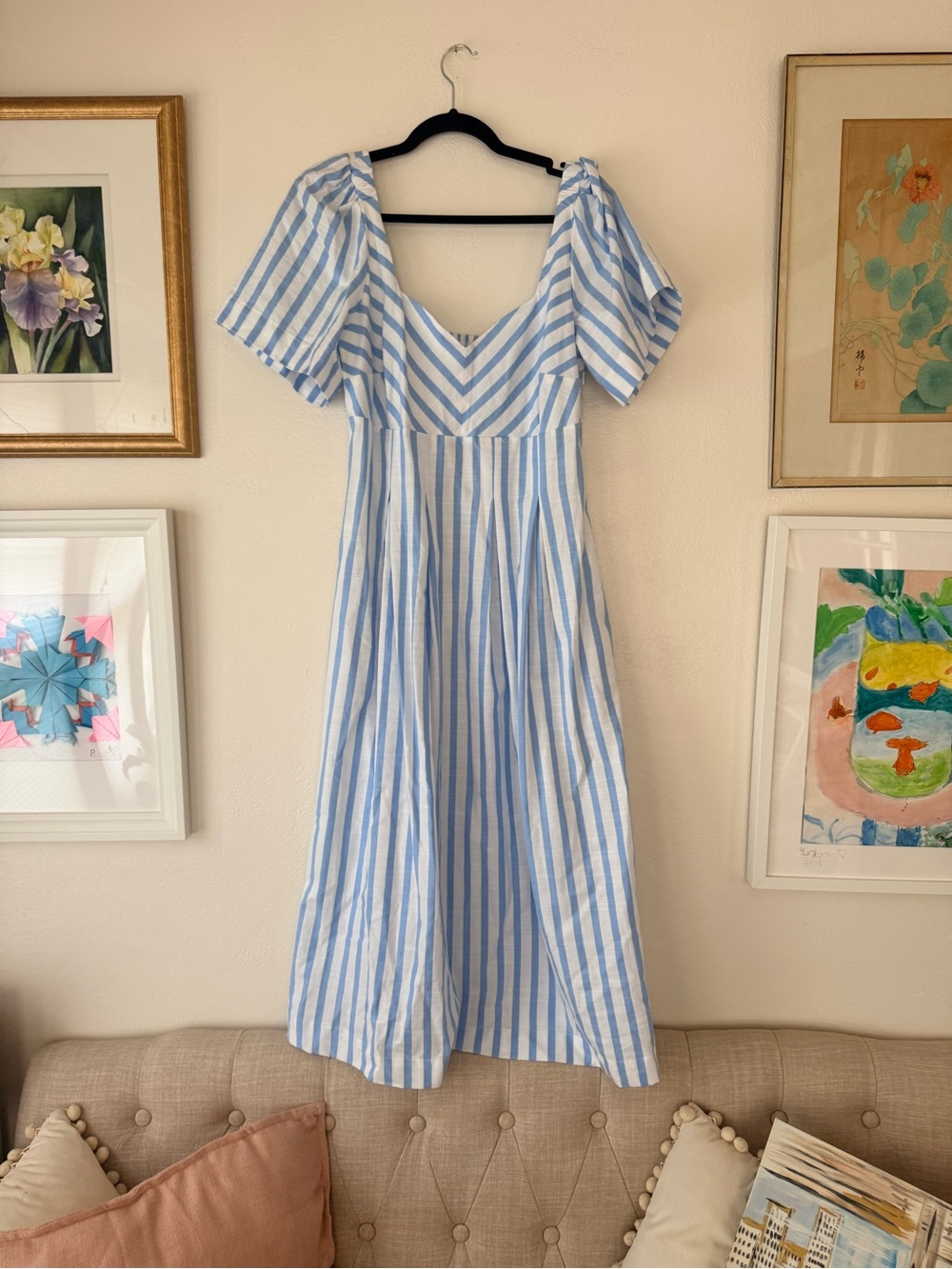 a new day Blue and White Stripe Midi Dress